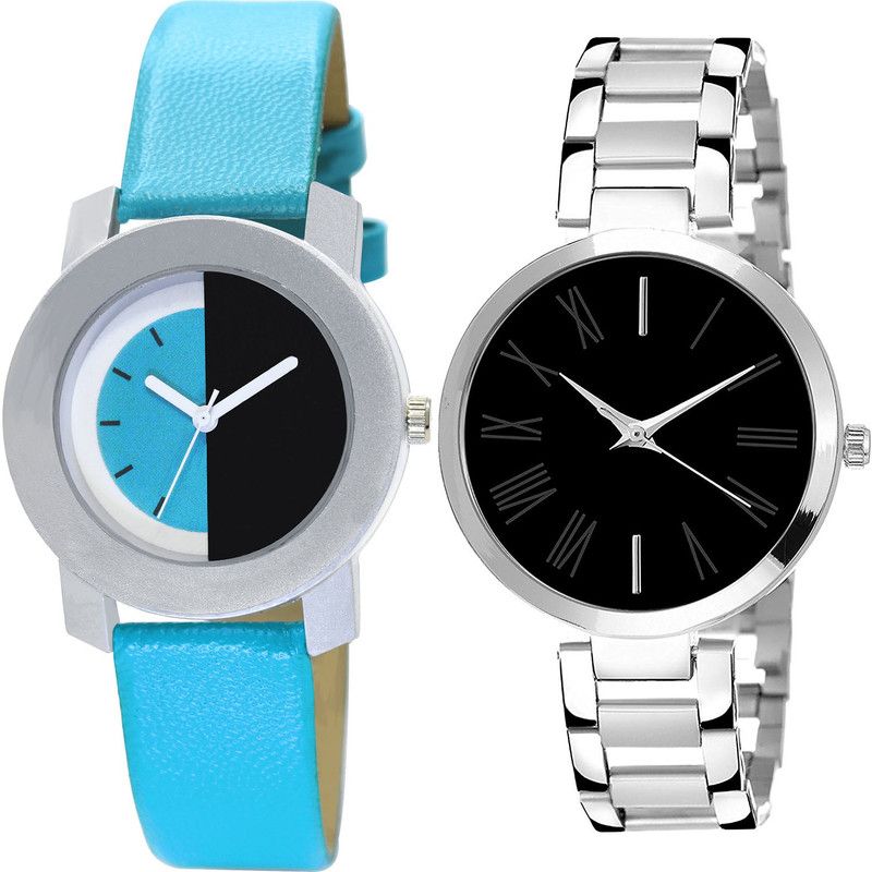 combo watch Analog Watch - For Girls Treading High Quality Analogue Blue And Silver Color Girls And Women Watch - G274-G299 (Combo of 2 )