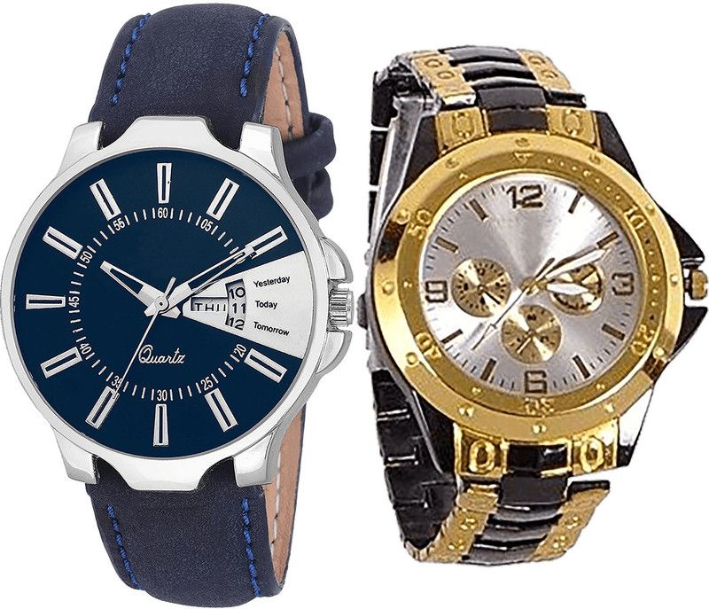 combo watch Analog Watch - For Girls Best Casual Day And Date Analogue Blue And Black Color Boys And Men Watch - BL46.23-B73 (Combo Of 2 )