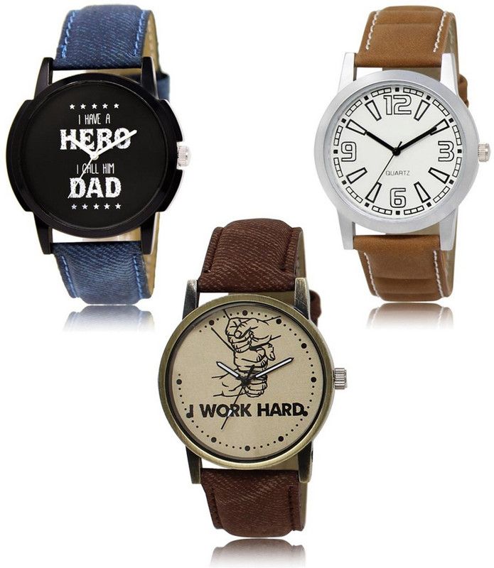 Stylish Attractive Professional Designer Combo Analog Watch - For Men L -07-15-29 Hot Selling Premium Quality Collection Latest Set of 3
