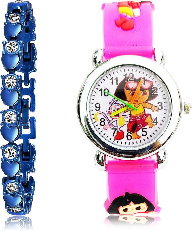 Analog Watch - For Girls Contemporary Unique Bracelet And Dora The Explorer 2 Watch Combo - GX2-GC196