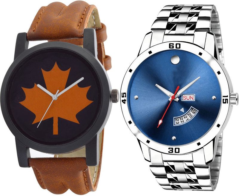 combo watch Analog Watch - For Girls Brand New Quartz Day And Date Analogue Brown And Silver Color Boys And Men Watch - B34-BL46.105 (Combo Of 2 )