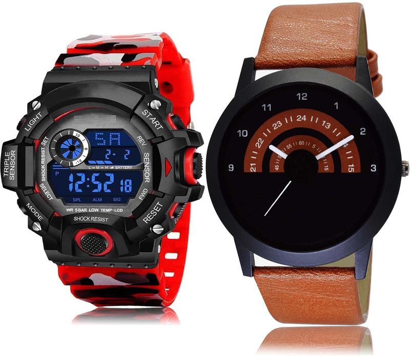 combo watch Analog-Digital Watch - For Boys Treading Collegian Army Digital Sports And Speedometer 2 Watch Combo For Boys And Men - BC21-B46