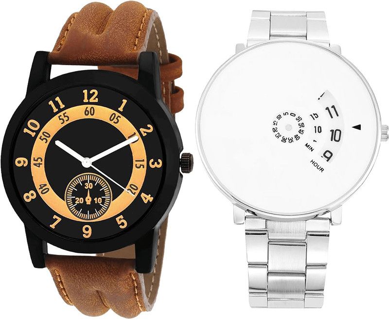combo watch Analog Watch - For Girls Classical Branded Analogue Brown And Silver Color Boys And Men Watch - B14-B82 (Combo Of 2 )