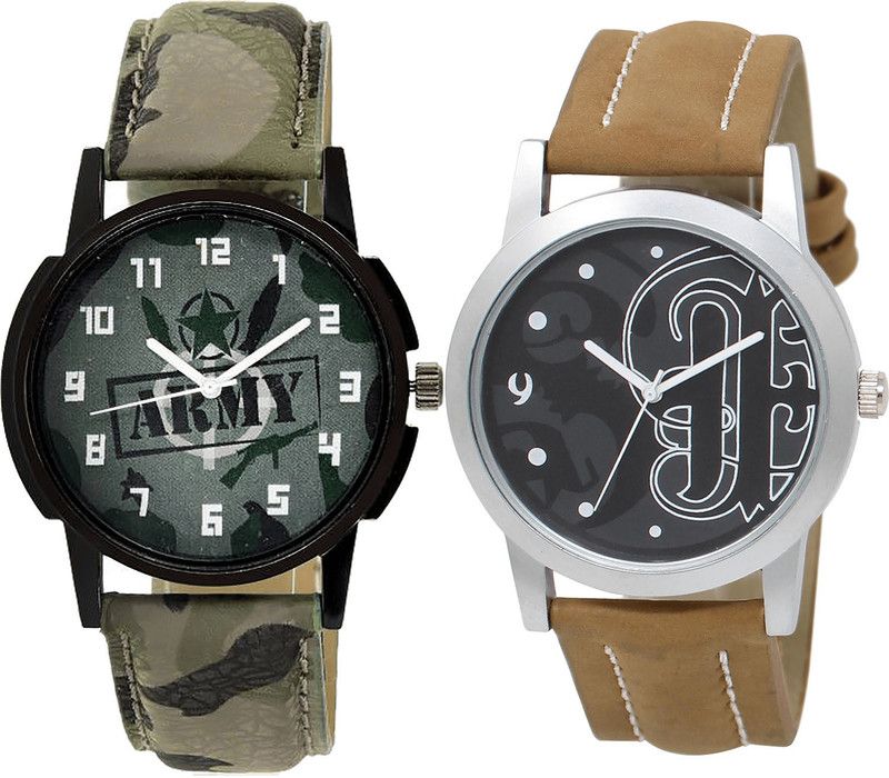 combo watch Analog Watch - For Men & Women New Branded Army Analogue Green And Brown Color Boys And Men Watch - B21-BL46.14 (Combo Of 2 )