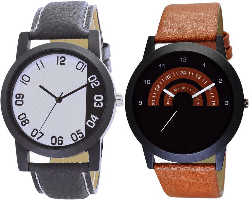 combo watch Analog Watch - For Girls New Traditional Analogue Black And Brown Color Boys And Men Watch - B41-B46 (Combo Of 2 )