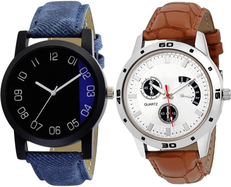 combo watch Analog Watch - For Girls Classical Professional Analogue Blue And Brown Color Boys And Men Watch - B37-B52 (Combo Of 2 )