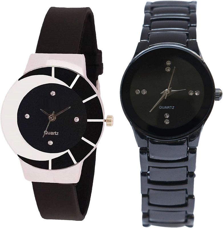 combo watch Analog Watch - For Girls Latest Fancy Analogue Black Color Girls And Women Watch - G8-G206 (Combo Of 2 )