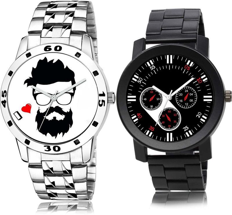 combo watch Analog Watch - For Boys Modern Quartz Beard Style Chain Watch And Chain Watch Watch - B823-B948