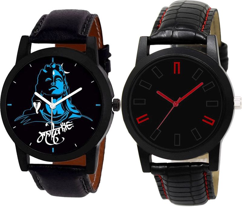 combo watch Analog Watch - For Girls Classical Party Wedding Mahadev Analogue Black Color Boys And Men Watch - B23-B28 (Combo Of 2 )