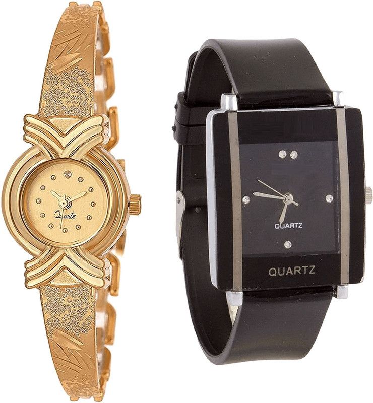 combo watch Analog Watch - For Girls New Wrist Analogue Gold And Black Color Girls And Women Watch - G265-G12 (Combo of 2 )