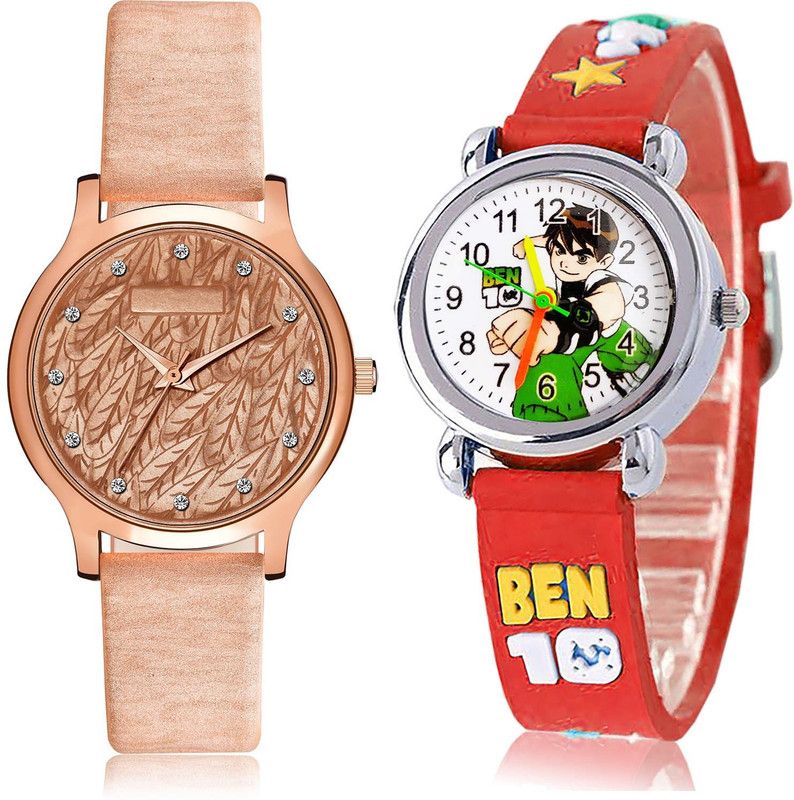 combo watch Analog Watch - For Girls Brand New Heart Ben 10 Kids 2 Watch Combo For Girls And Women - GM334-GC116