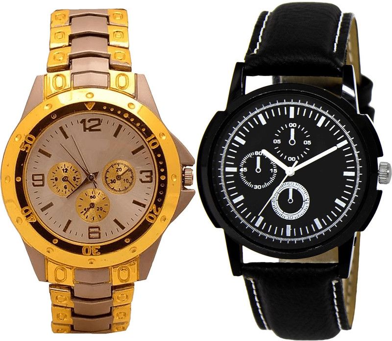 combo watch Analog Watch - For Girls Classical Quartz Analogue Silver And Black Color Boys And Men Watch - B74-BL46.13 (Combo Of 2 )