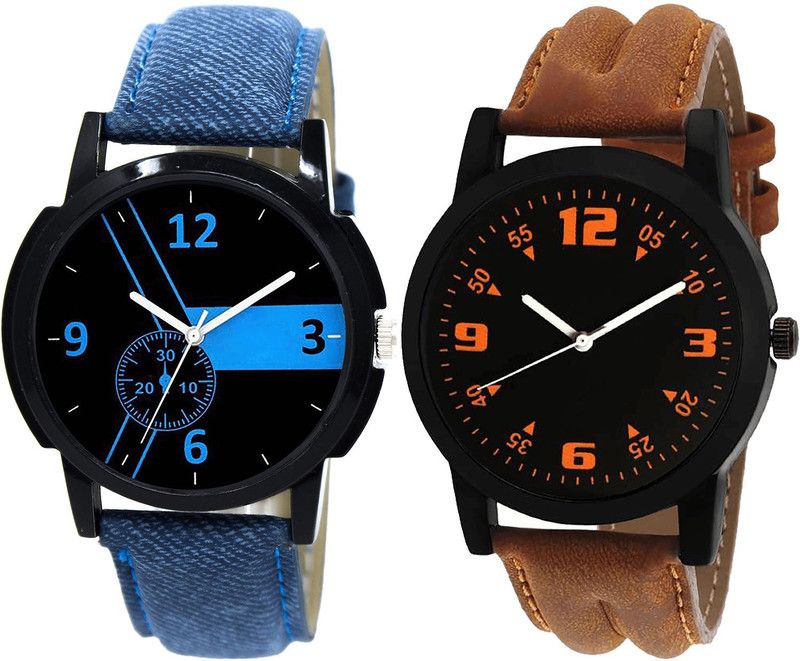 combo watch Analog Watch - For Girls Contemporary Diwali Analogue Blue And Brown Color Boys And Men Watch - B7-B15 (Combo Of 2 )
