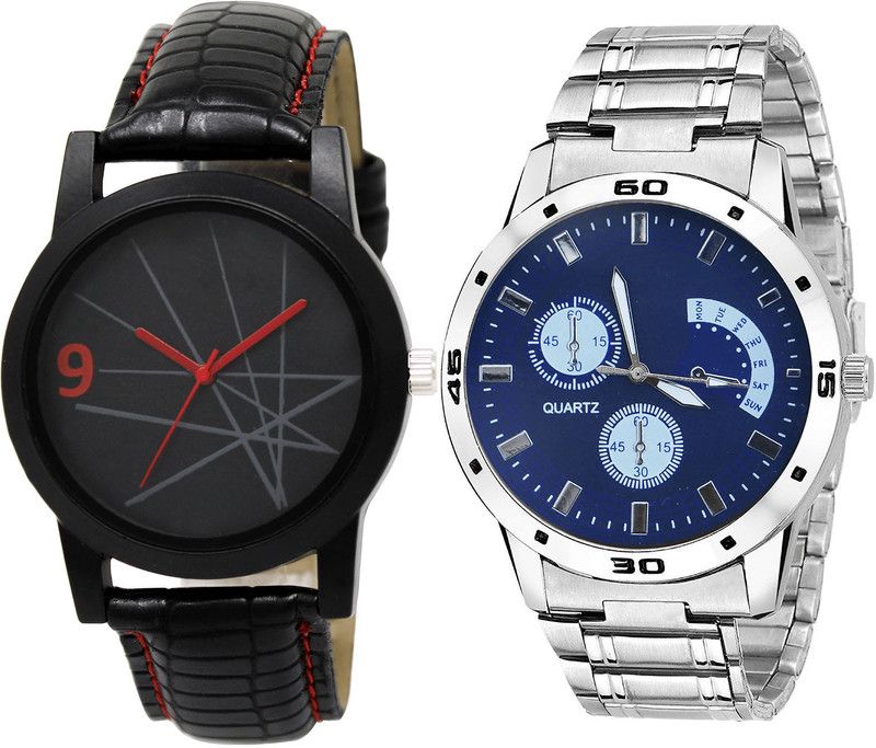 combo watch Analog Watch - For Girls Treading Heart Analogue Black And Silver Color Boys And Men Watch - BL46.8-B84 (Combo Of 2 )