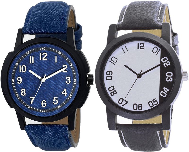 combo watch Analog Watch - For Girls Treading Quartz Analogue Blue And Black Color Boys And Men Watch - B8-B41 (Combo Of 2 )