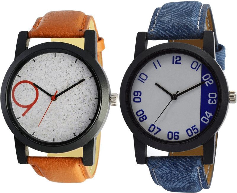 combo watch Analog Watch - For Girls Brand New Fashionable Analogue Brown And Blue Color Boys And Men Watch - B33-B40 (Combo Of 2 )