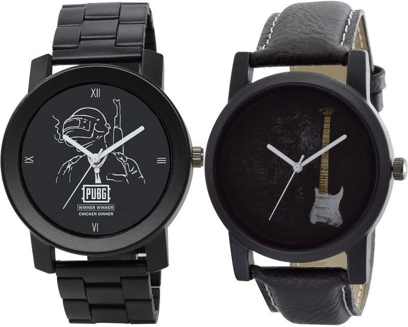 combo watch Analog Watch - For Men Best Italian Designer PUBG Military Army And Guitar Analog Black Color Boys And Men Watch - B165-B35 (Combo Of 2 )