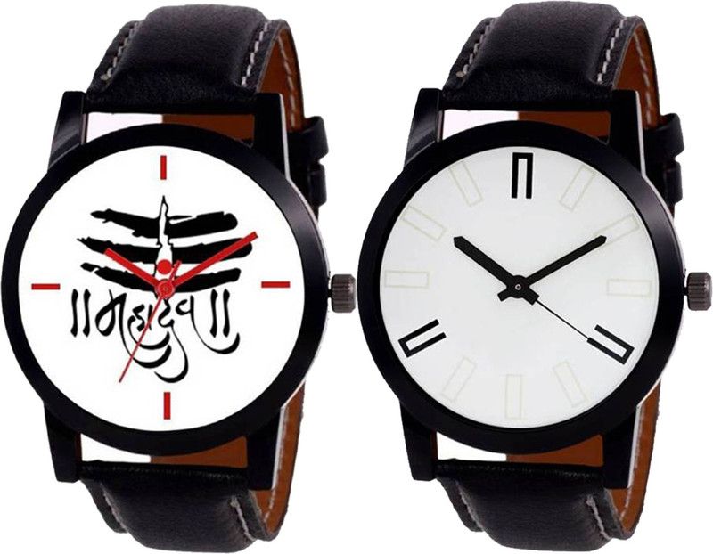 Analog Watch - For Men & Women Combo Pack 2 Best Stylish Designer Leather Belt Watch For Boys & Girls ZB-N14