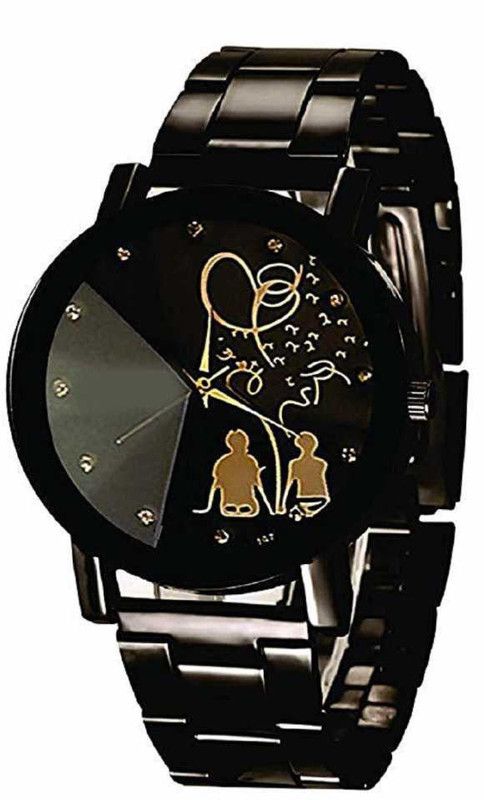 Analog Watch - For Men & Women Black Dial Stainless Steel Chrome Plated Women & Girls