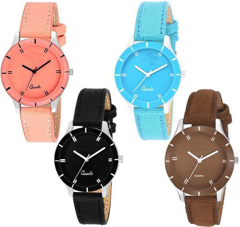Analog Watch - For Women New Year Combo Of Four Italian Leather Strap Hybrid Girl Analog Watch - For Women