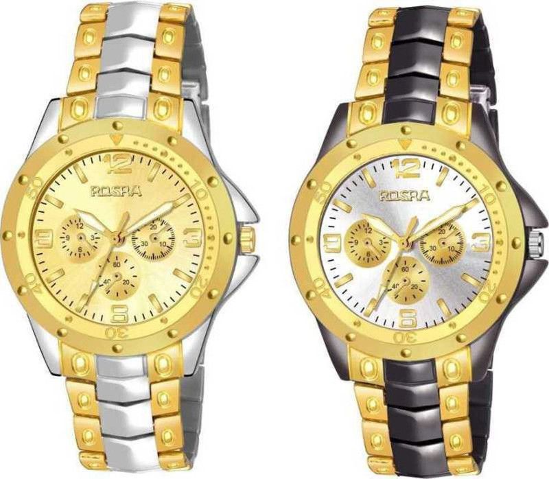 rosro silver gold and gold black Analog Watch - For Girls rosro silver gold and gold black