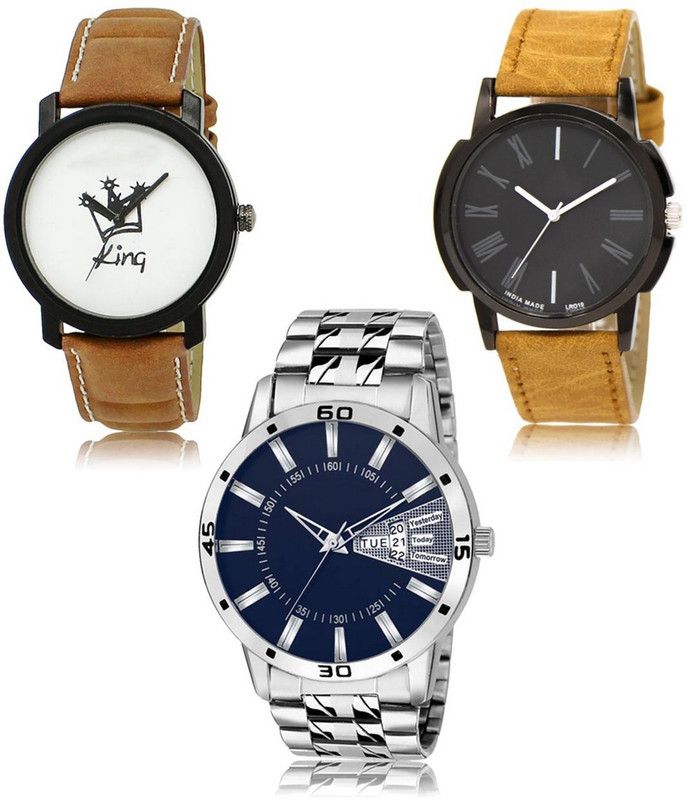 Stylish Attractive Professional Designer Combo Analog Watch - For Men LR-18-19-102 Hot Selling Premium Quality Collection Latest Set of 3