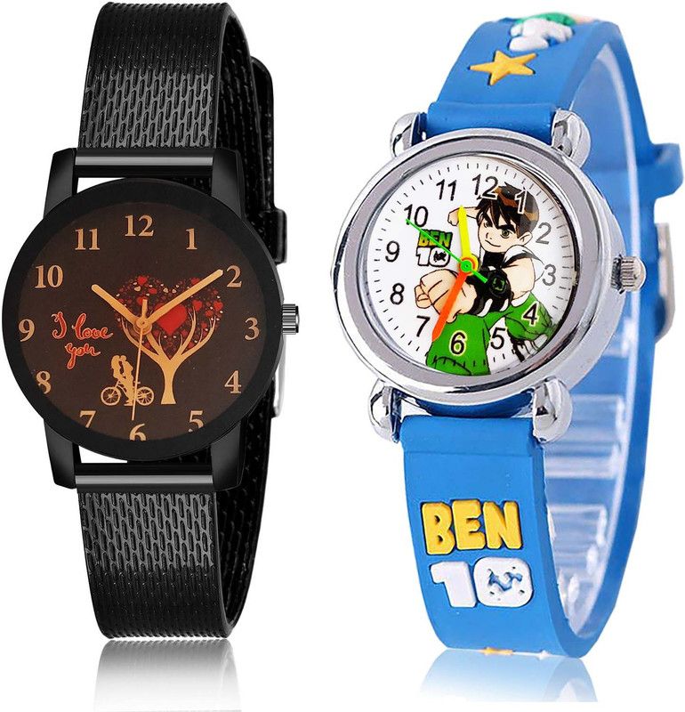 combo watch Analog Watch - For Girls New Meenakari I Love You And Ben 10 Kids 2 Watch Combo For Girls And Women - G531-GC95
