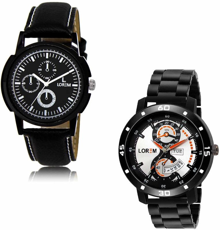Analog Watch - For Men LR13-LR107 Multicolor-White Glossy finish-Day Date Combo of 2