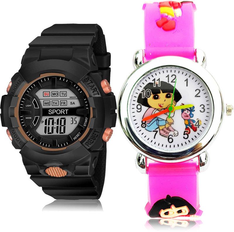 Analog-Digital Watch - For Girls New Quartz 2 Watch Combo For Women And Girls - DG33-GC193