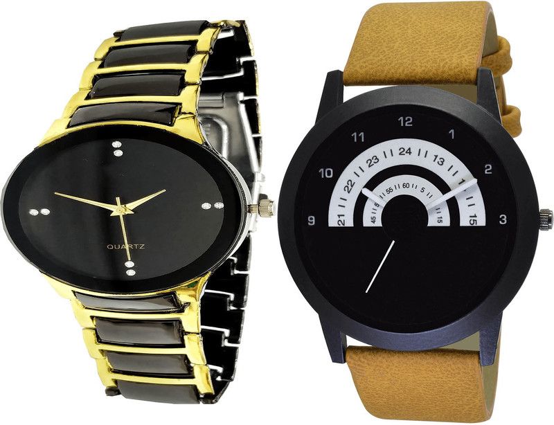 combo watch Analog Watch - For Boys Modish Wrist Analogue Black And Brown Color Boys And Men Watch - B69-B49 (Combo Of 2 )