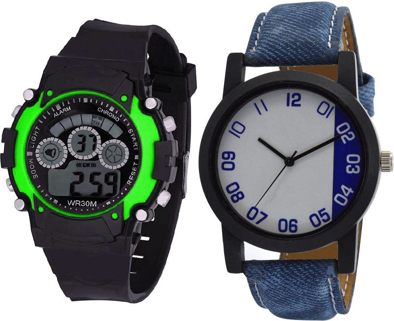 combo watch Analog Watch - For Girls Brand New Fancy Kids Analogue Black And Blue Color Boys And Men Watch - B3-B40 (Combo Of 2 )