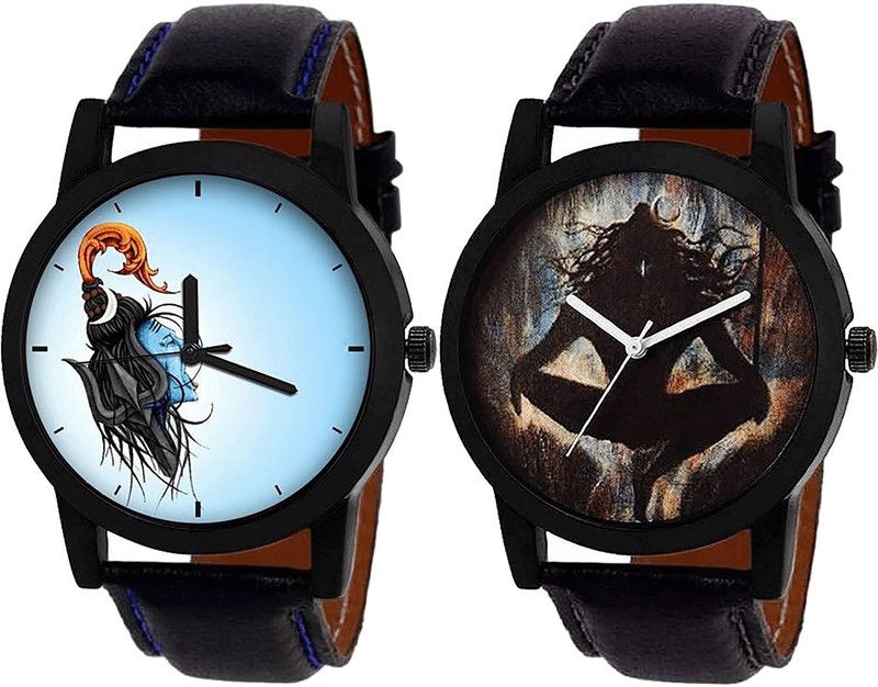 combo watch Analog Watch - For Men & Women Latest Technology Mahadev Analogue Black Color Boys And Men Watch - B22-B24 (Combo Of 2 )