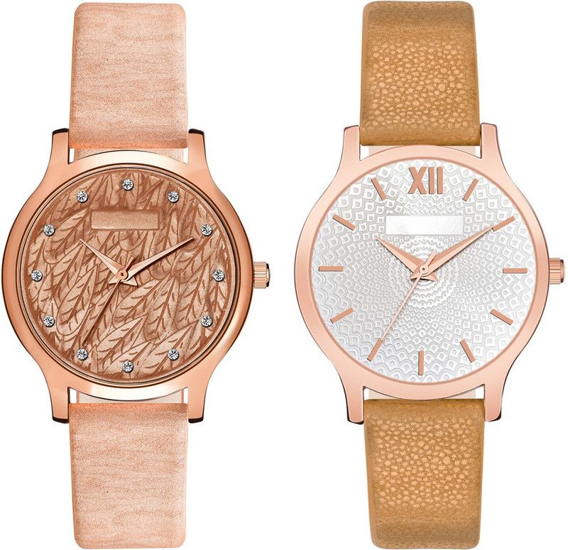 MT334344 Girls Attractive Leather Belt Combo (Pack of 2) Analog Watch - For Girls