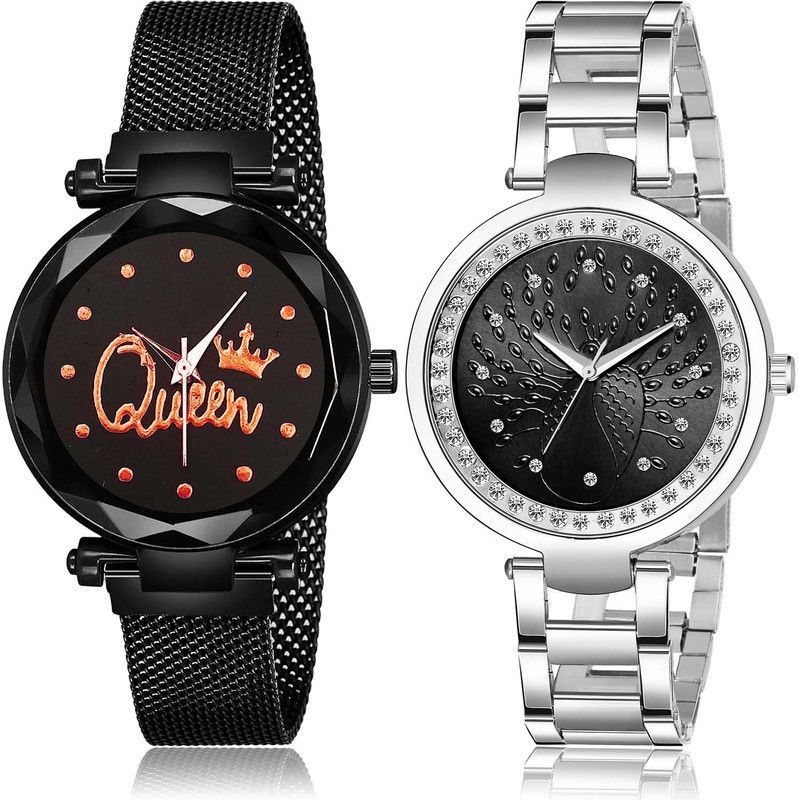 combo watch Analog Watch - For Women New Model Queen Magnet Chain And Chain 2 Watch Combo For Girls And Women - G537-GM206