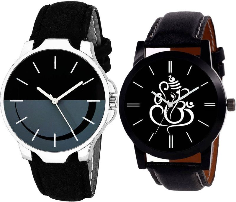combo watch Analog Watch - For Girls Modern Traditional Ganpati Analogue Black Color Boys And Men Watch - B111-B27 (Combo Of 2 )