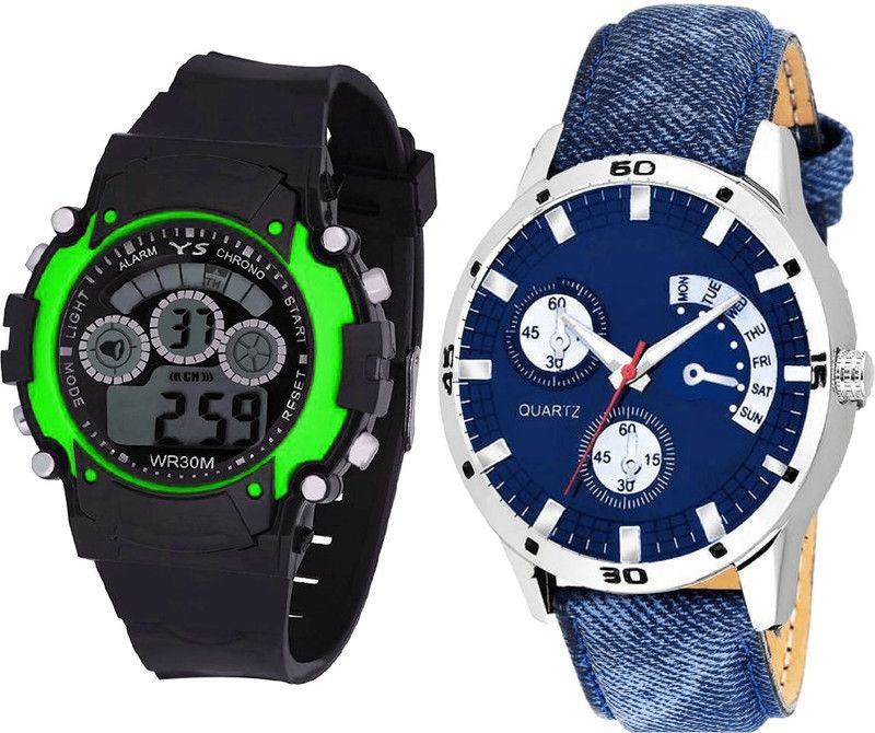 combo watch Analog Watch - For Girls Brand New Quartz Kids Analogue Black And Blue Color Boys And Men Watch - B3-B57 (Combo Of 2 )