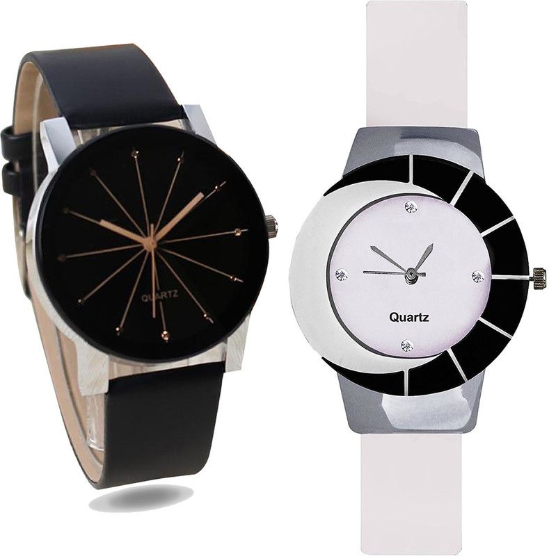 combo watch Analog Watch - For Girls Treading Fashionable Analogue Black And White Color Girls And Women Watch - G174-G11 (Combo Of 2 )