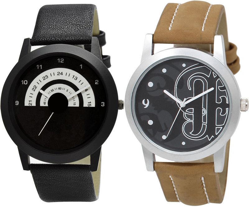 combo watch Analog Watch - For Girls Modern Branded Analogue Black And Brown Color Boys And Men Watch - B48-BL46.14 (Combo Of 2 )