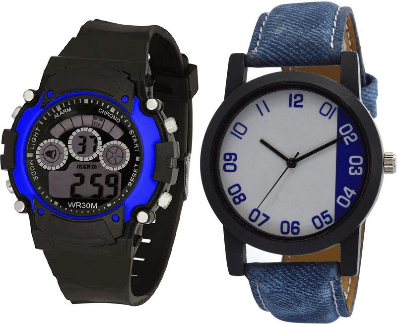 combo watch Analog Watch - For Girls Best Party Wedding Kids Analogue Black And Blue Color Boys And Men Watch - B2-B40 (Combo Of 2 )