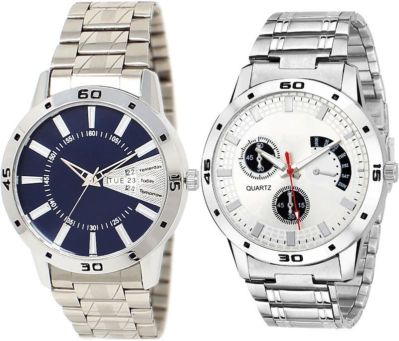 combo watch Analog Watch - For Girls Latest Branded Day And Date Analogue Silver Color Boys And Men Watch - BL46.102-B85 (Combo Of 2 )