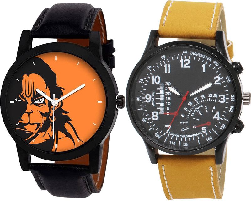 combo watch Analog Watch - For Girls Brand New Quartz Hanuman Analogue Black And Brown Color Boys And Men Watch - B26-B42 (Combo Of 2 )