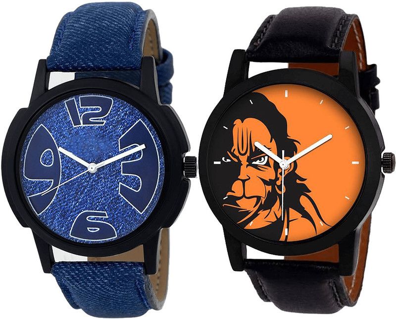 combo watch Analog Watch - For Girls Classical 3D Design Hanuman Analogue Blue And Black Color Boys And Men Watch - B9-B26 (Combo Of 2 )