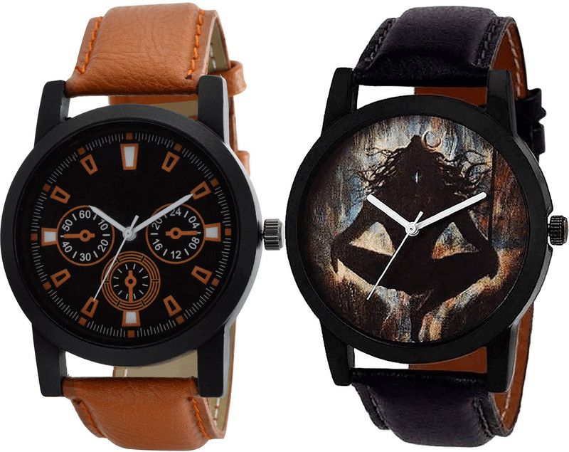 combo watch Analog Watch - For Girls Treading Analogue Mahadev Analogue Brown And Black Color Boys And Men Watch - B31-B24 (Combo Of 2 )