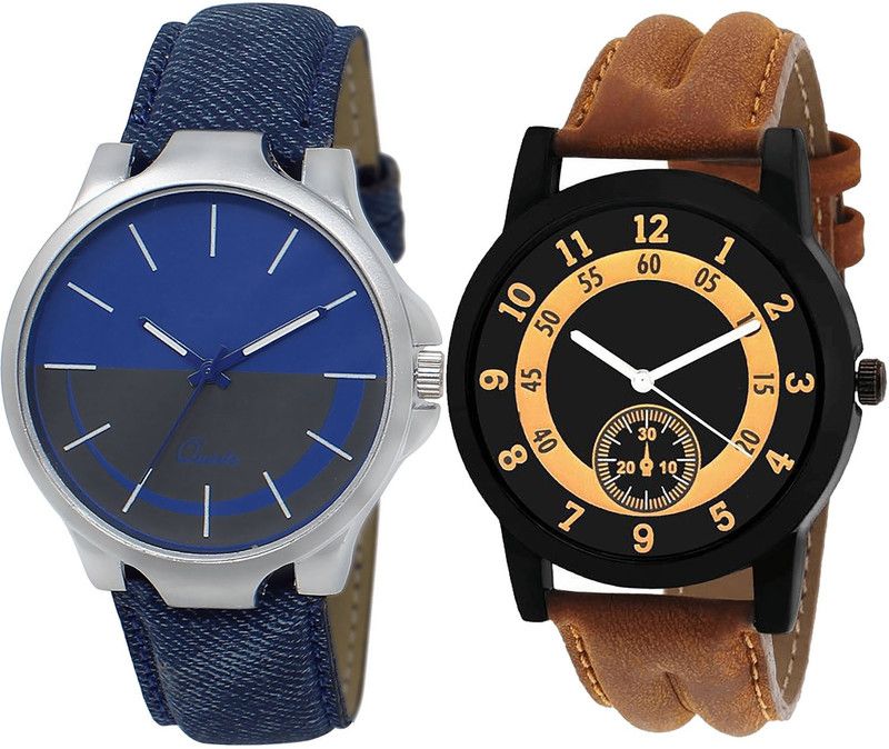 combo watch Analog Watch - For Girls Treading Professional Analogue Blue And Brown Color Boys And Men Watch - BL46.24-B14 (Combo Of 2 )