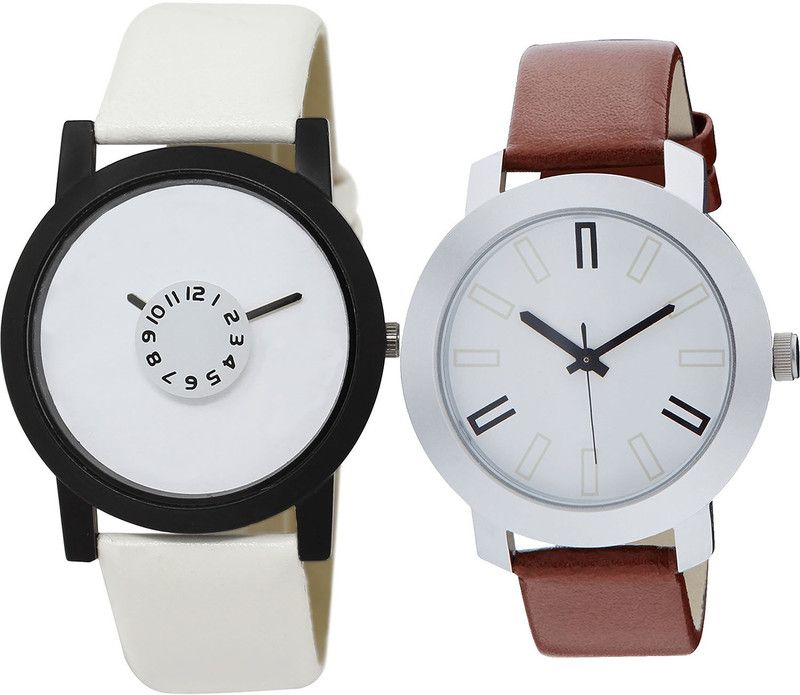 combo watch Analog Watch - For Girls Modern Collection Analogue White And Brown Color Boys And Men Watch - BL46.26-B44 (Combo Of 2 )