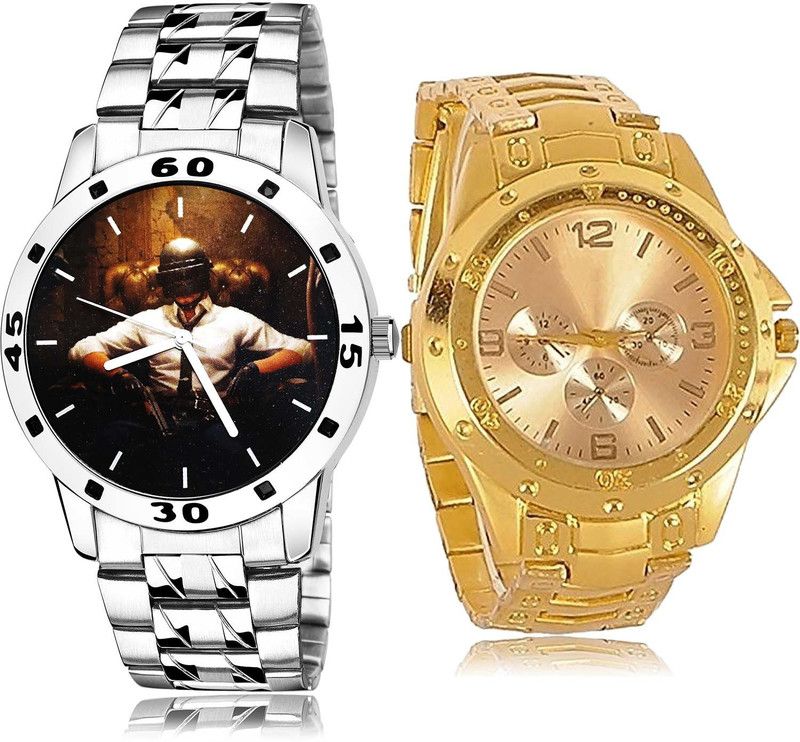 combo watch Analog Watch - For Boys New Branded Pubg Military Army Chain Watch And Chain Silver And Gold Color Boys And Men Watch - B451-B71 (Combo Of 2 )