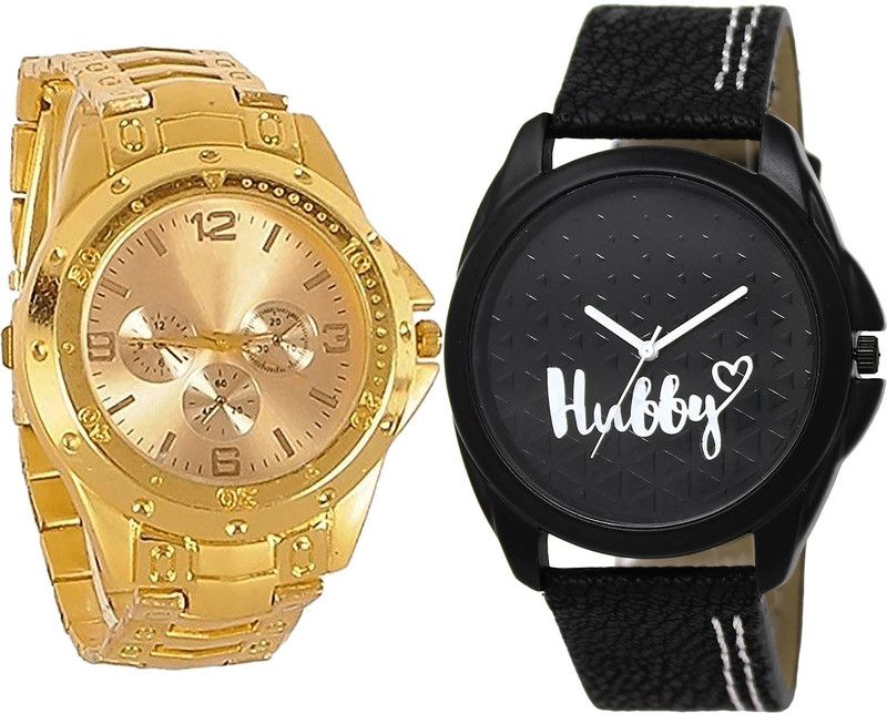 combo watch Analog Watch - For Girls Latest Diwali Hubby Analogue Gold And Black Color Boys And Men Watch - B71-BL46.31 (Combo Of 2 )