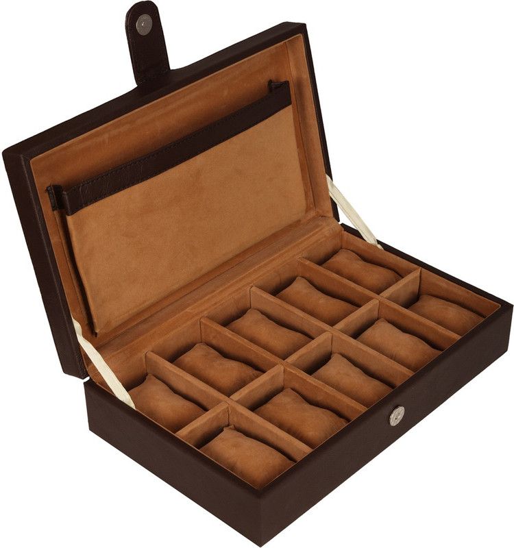 10 Slots Watch Box Watch Box  (coffee Brown, Holds 10 Watches)