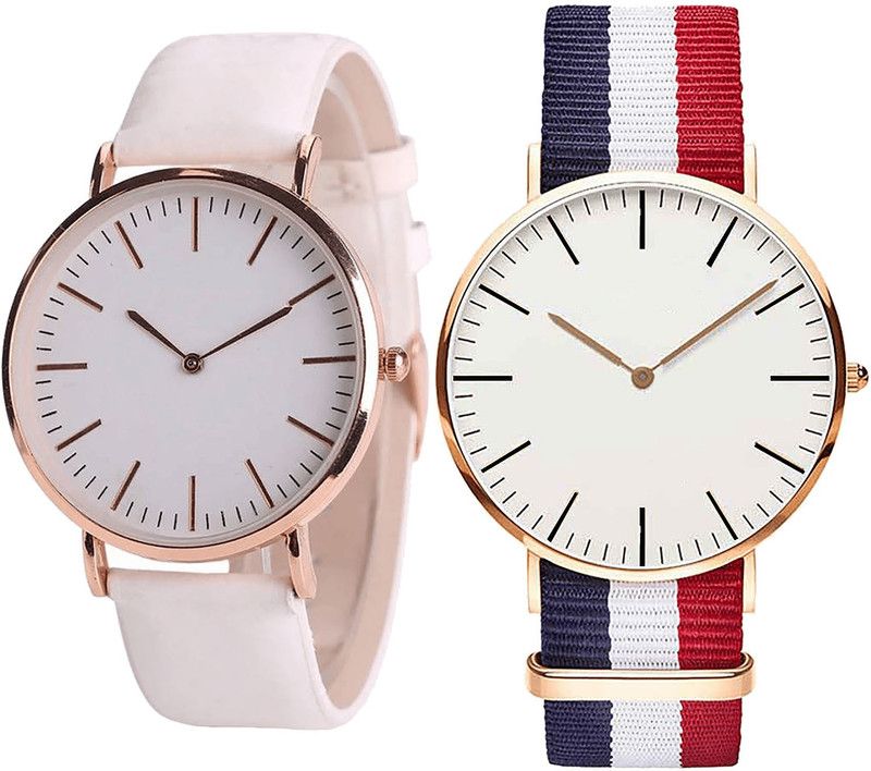 combo watch Analog Watch - For Girls Treading High Quality Analogue White And Red Color Boys And Men Watch - B63-B50 (Combo Of 2 )