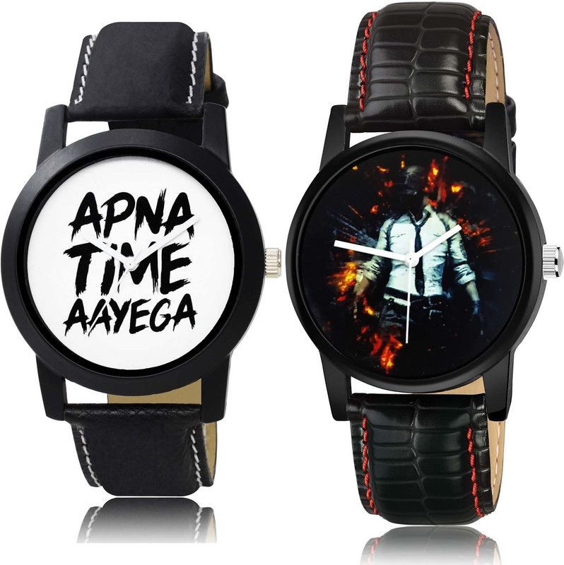 combo watch Analog Watch - For Men & Women Contemporary Collegian Apna Time Aayega And Pubg Military Army Combo Watch For Boys And Men - BO42-B547